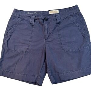 Eddie Bauer Ripstop Shorts Womens 14 Blue Excellent Cargo Utility Hiking